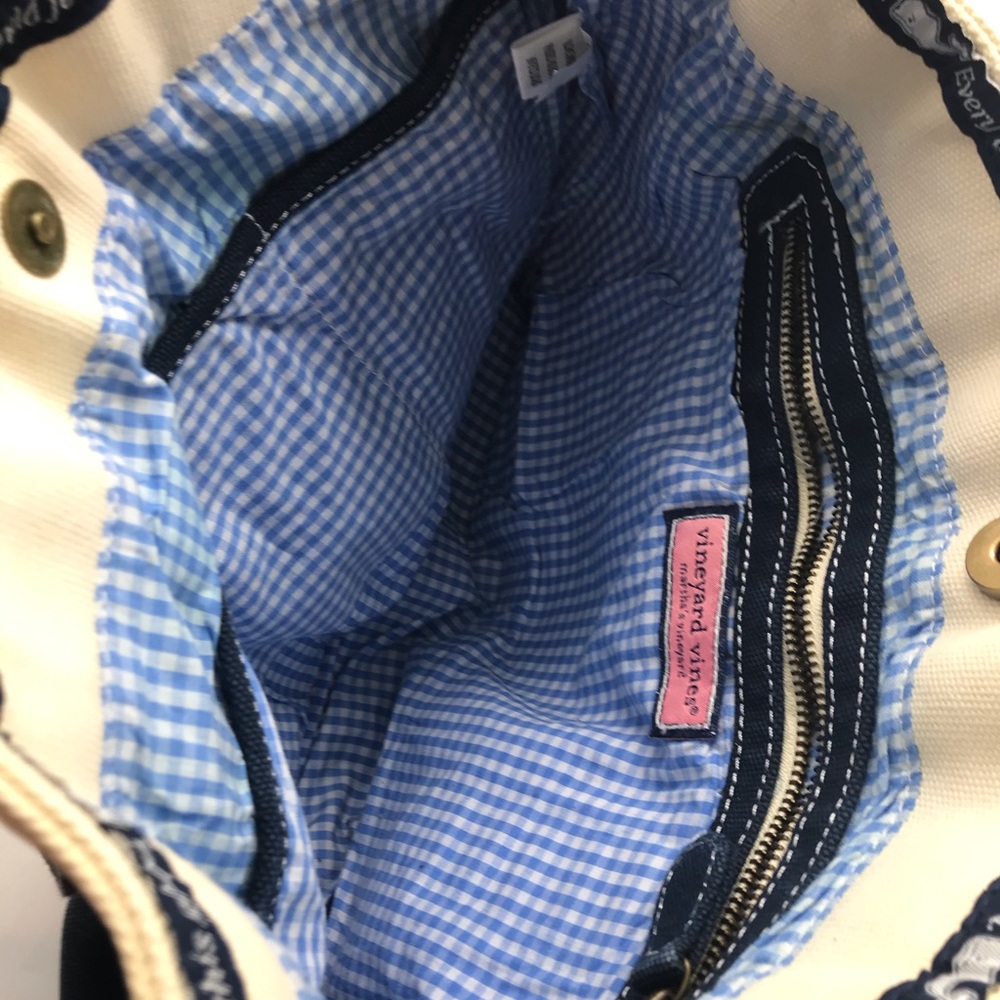 Bag Whale Blue and Cream Canvas Tote - Picture 4 of 4